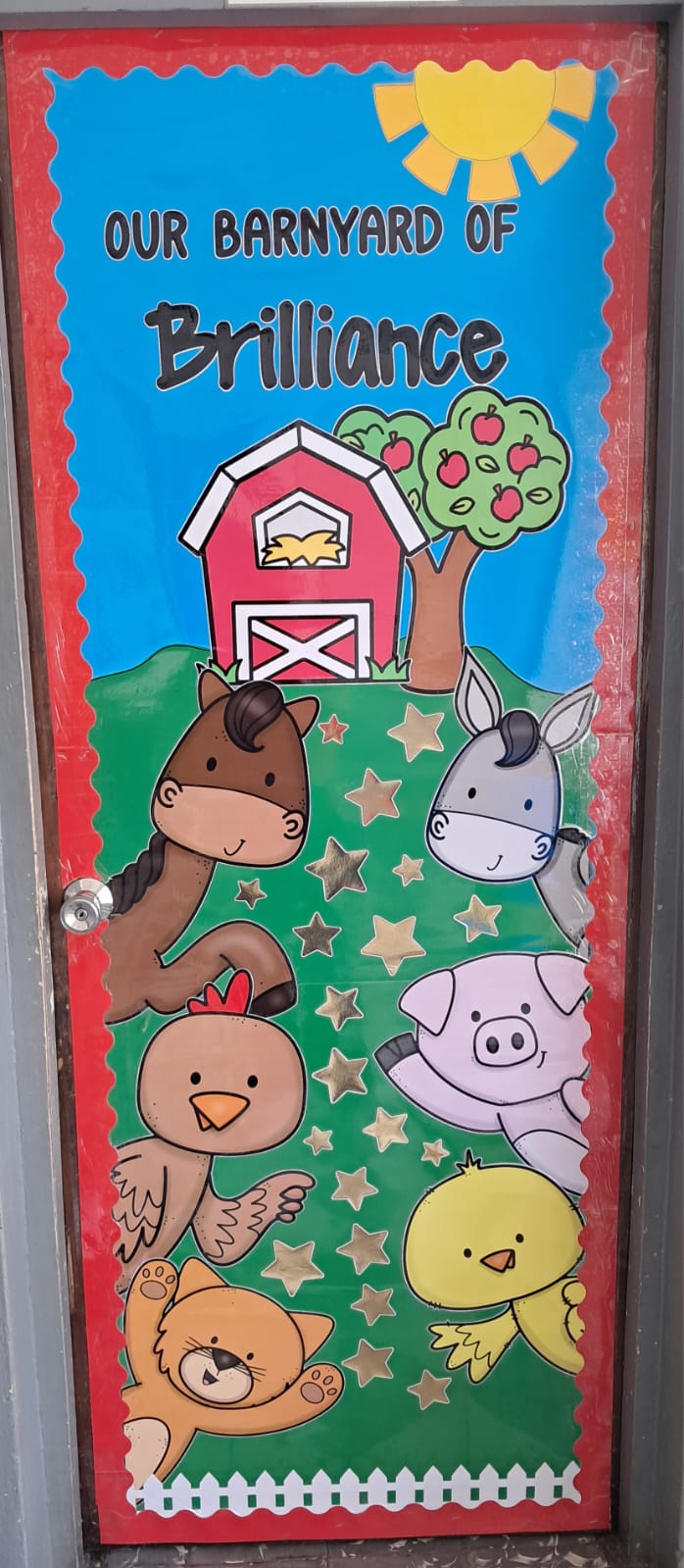Colourful classroom door decoration craft project